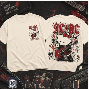 ACDC Hello Kitty Rock Guitar Vintage T Shirt
