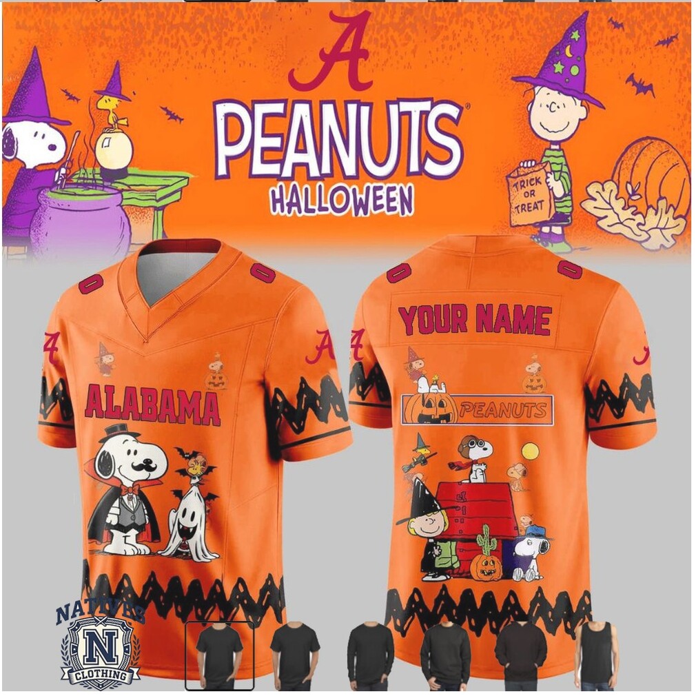 Alabama Crimson Tide Peanuts Halloween Snoopy Football Jersey Alabama Crimson Tide Peanuts Halloween Snoopy Football Jersey