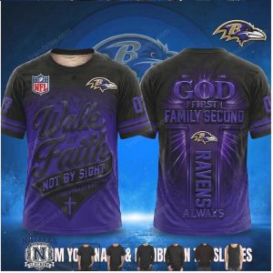 Baltimore Ravens Cross God First Family Second T Shirt