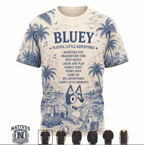 Bluey Playful Little Adventures Tropical Beach T Shirt