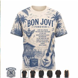 Bon Jovi Rock And Roll Forever Beach T Shirt