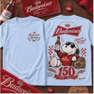 Budweiser Snoopy Dog 150 Years Anniversary Cheers T Shirt Budweiser Snoopy Dog 150 Years Anniversary Cheers T Shirt