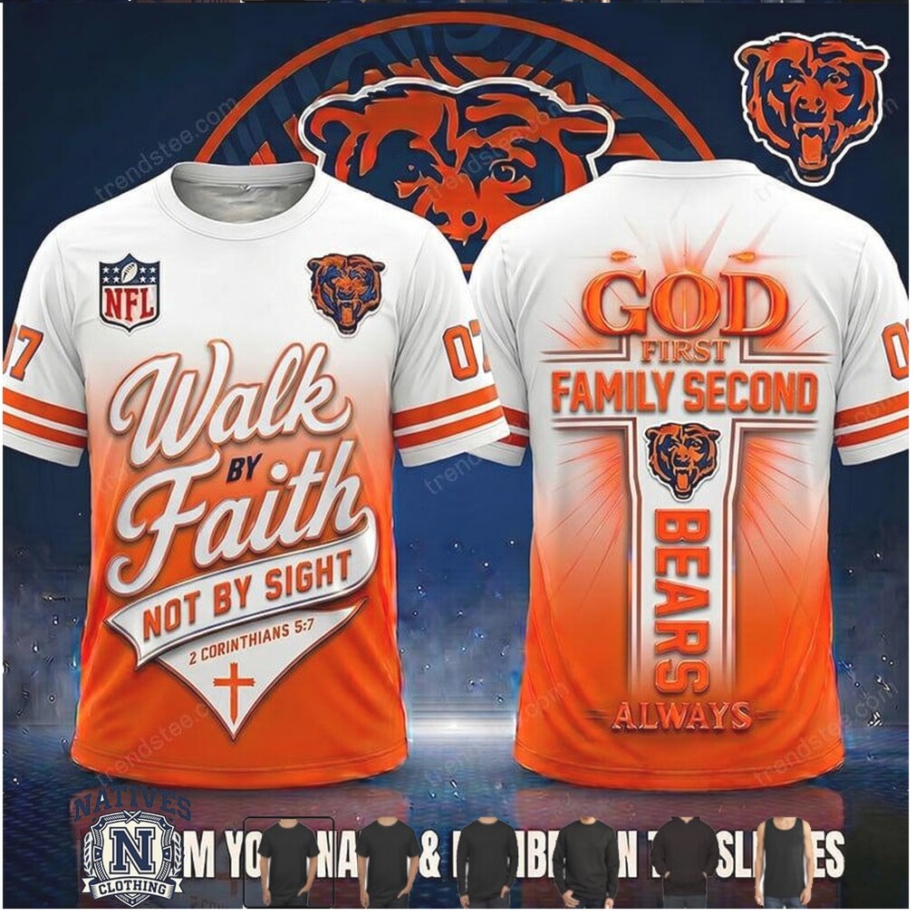 Chicago Bears Cross God First Family Second T Shirt Chicago Bears Cross God First Family Second T Shirt