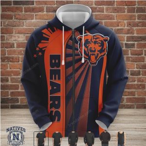 Chicago Bears Starburst Mascot Graphic Zip Hoodie