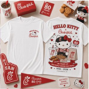 Chick fil A Chicken Hello Kitty 80 Years Anniversary T Shirt