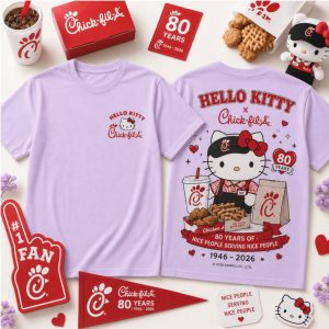 Chick fil A Chicken Hello Kitty 80 Years Anniversary T Shirt