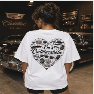 Classic Car Cadillac Lover Heart Cadillacaholic Retro Graphic T Shirt