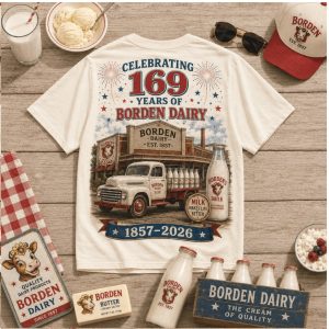 Classic Dairy Milk Borden Elsie Cow Truck 169 Years Anniversary T Shirt