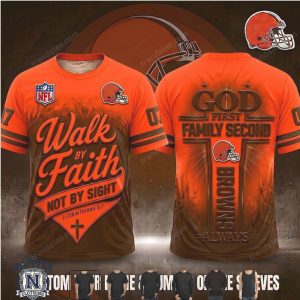 Cleveland Browns God First Walk By Faith Cross T Shirt