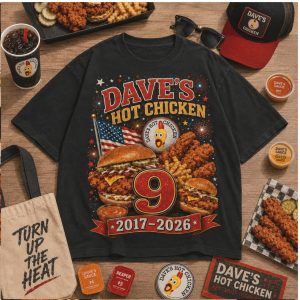 Daves Hot Chicken Classic Car 9 Years Anniversary Retro T Shirt