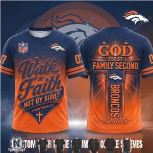 Denver Football Walk By Faith Scripture T Shirt
