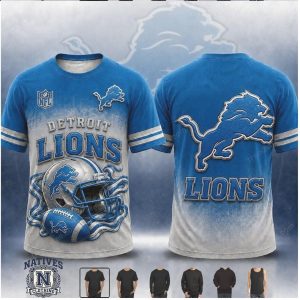 Detroit Lions Football Helmet Graphic T Shirt