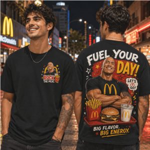 Dwayne The Rock Johnson McDonalds Fuel Your Day Big Energy T Shirt