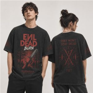 Evil Dead Horror Chainsaw Demon Hunter Vintage Graphic T Shirt
