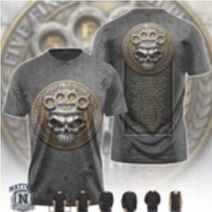 Five Finger Death Punch Brass Knuckles Skull Tour T Shirt