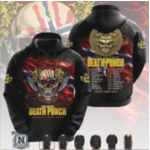 Five Finger Death Punch Norway Flag Skull Europe Tour T Shirt