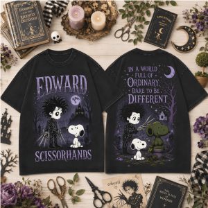Gothic Edward Scissorhands And Snoopy Dare To Be Different T Shirt