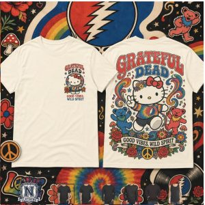 Grateful Dead Retro Rock Band Hello Kitty T Shirt