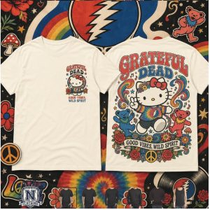 Grateful Dead Retro Rock Band Hello Kitty T Shirt