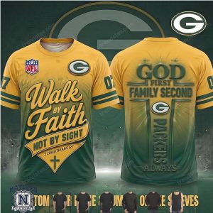Green Bay Packers God First Walk By Faith Cross T Shirt