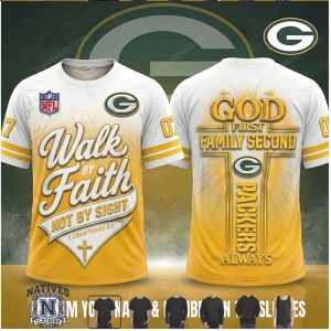 Green Bay Packers God First Walk By Faith Cross T Shirt