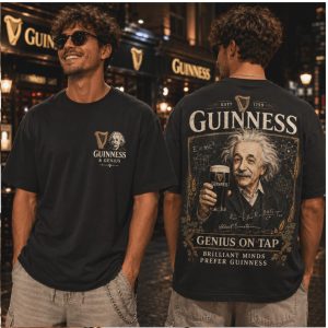 Guinness Beer Albert Einstein Genius On Tap Brilliant Minds T Shirt