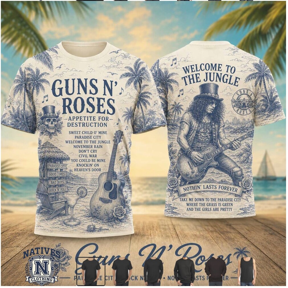Guns N Roses Welcome To The Jungle Rock Guitar T Shirt Guns N Roses Welcome To The Jungle Rock Guitar T Shirt