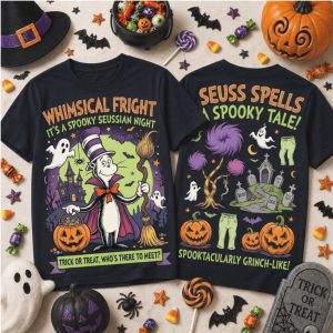 Halloween Cat In The Hat Whimsical Fright Spooky Tale T Shirt