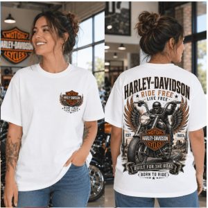 Harley Davidson Motorcycle Eagle Ride Free Built For The Road T Shirt