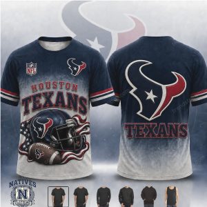 Houston Texans Football Helmet American Flag T Shirt