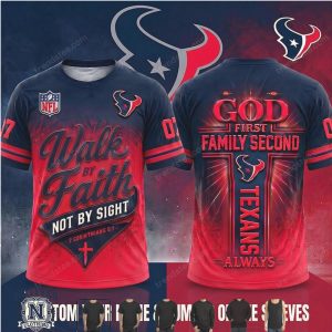 Houston Texans God First Walk By Faith Cross T Shirt