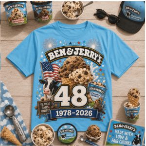 Ice Cream Lovers Ben And Jerrys Cow Van 48 Years Anniversary T Shirt