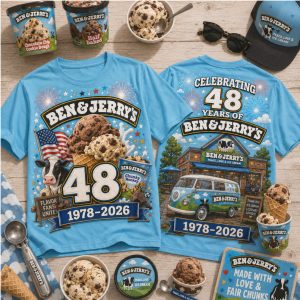 Ice Cream Lovers Ben And Jerrys Cow Van 48 Years Anniversary T Shirt