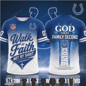 Indianapolis Colts God First Walk By Faith Cross T Shirt