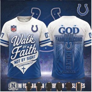 Indianapolis Colts God First Walk By Faith Cross T Shirt
