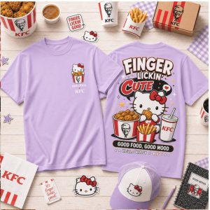 KFC Fried Chicken Fast Food Hello Kitty Finger Lickin Cute T Shirt