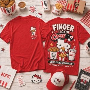 KFC Fried Chicken Fast Food Hello Kitty Finger Lickin Cute T Shirt