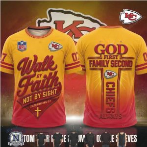 Kansas City Chiefs God First Walk By Faith Cross T Shirt