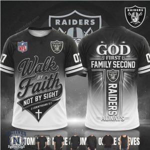 Las Vegas Raiders God First Walk By Faith Cross T Shirt