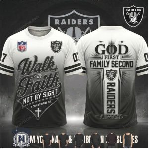 Las Vegas Raiders God First Walk By Faith Cross T Shirt