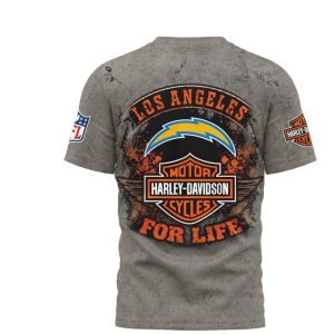 Los Angeles Chargers Motorcycle Biker Distressed For Life Shirt