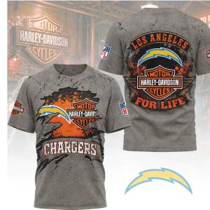 Los Angeles Chargers Motorcycle Biker Distressed For Life Shirt