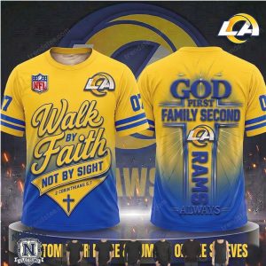 Los Angeles Rams God First Walk By Faith Cross T Shirt