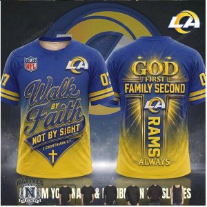 Los Angeles Rams God First Walk By Faith Cross T Shirt