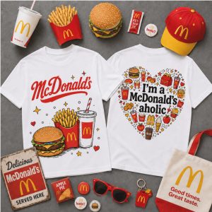 McDonalds Fast Food Burger Fries I Am A McDonalds Aholic T Shirt