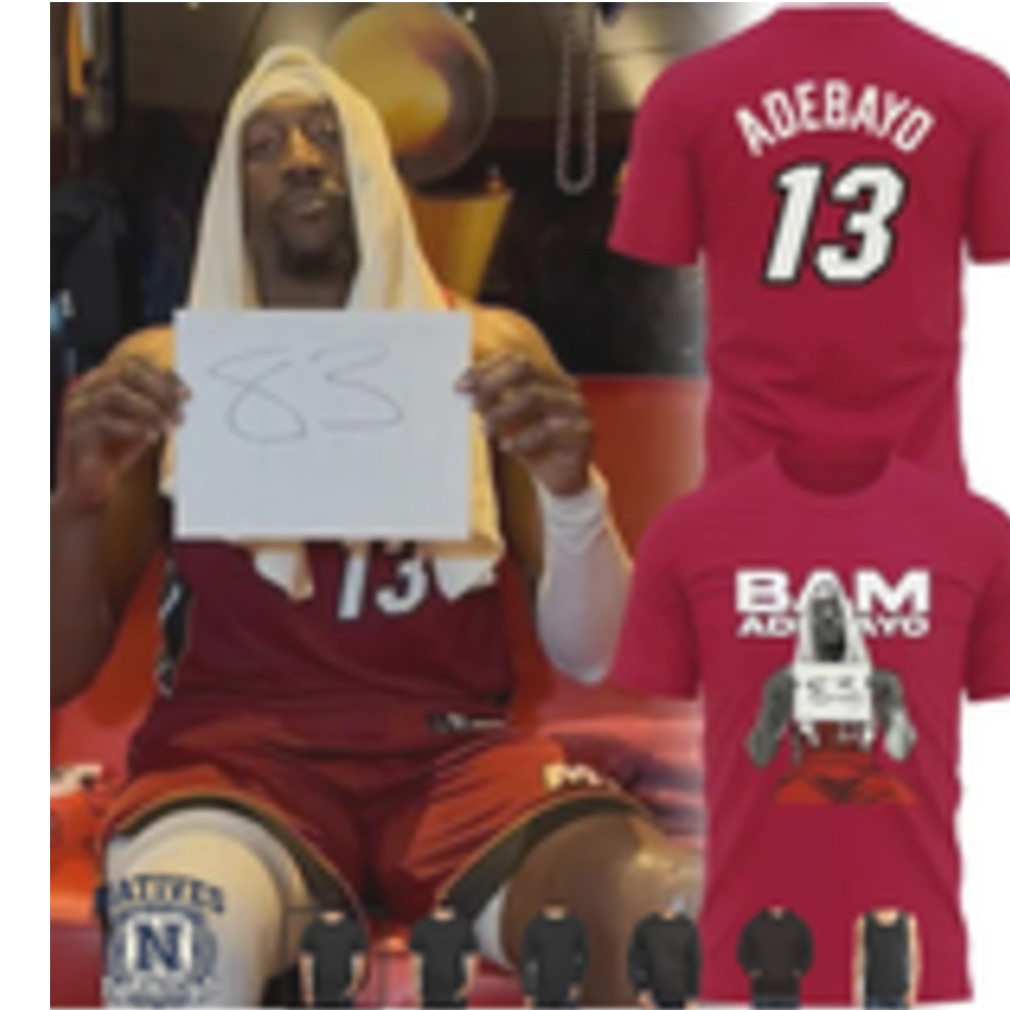 Miami Heat Bam Adebayo Jersey Number Red T Shirt Miami Heat Bam Adebayo Jersey Number Red T Shirt