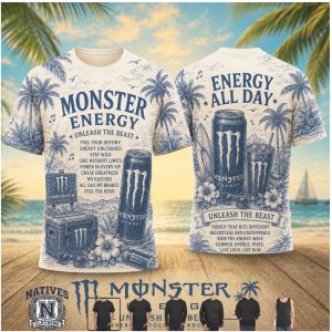 Monster Energy Unleash The Beast Tropical Beach T Shirt