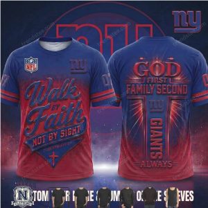 New York Giants God First Walk By Faith Cross T Shirt
