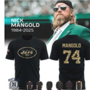 New York Jets Nick Mangold 74 Gold Camo T Shirt