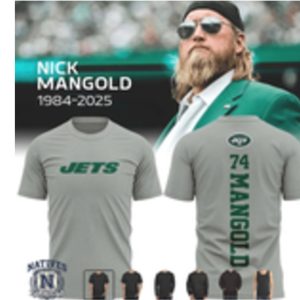 New York Jets Nick Mangold 74 Vertical T Shirt